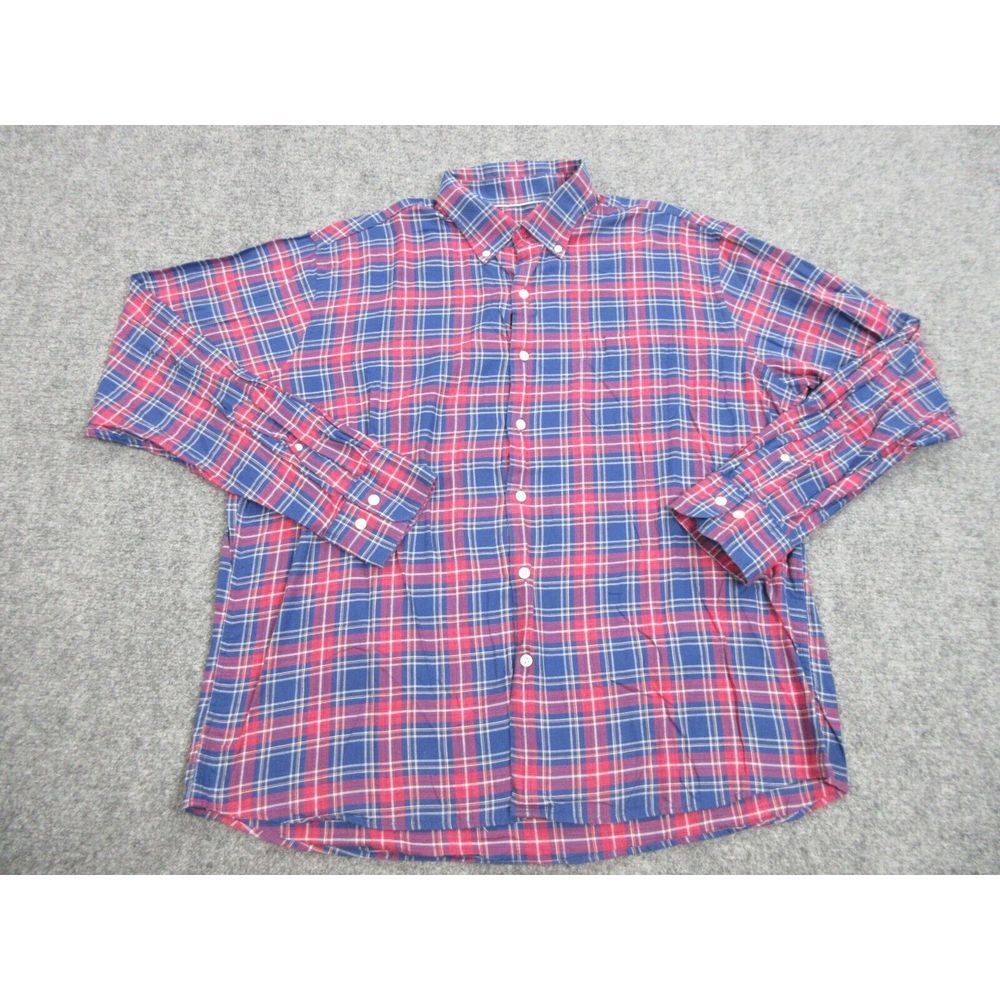 Peter Millar Shirt Mens Extra Large Red Blue Plaid Button Up Preppy Casual